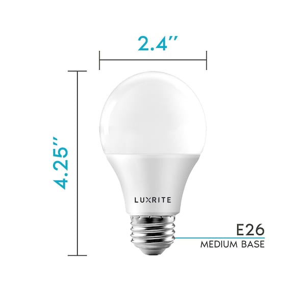 A19 LED Light Bulbs 9W (60W Equivalent) 800LM 2700K Warm White Dimmable E26 Base 12-Pack